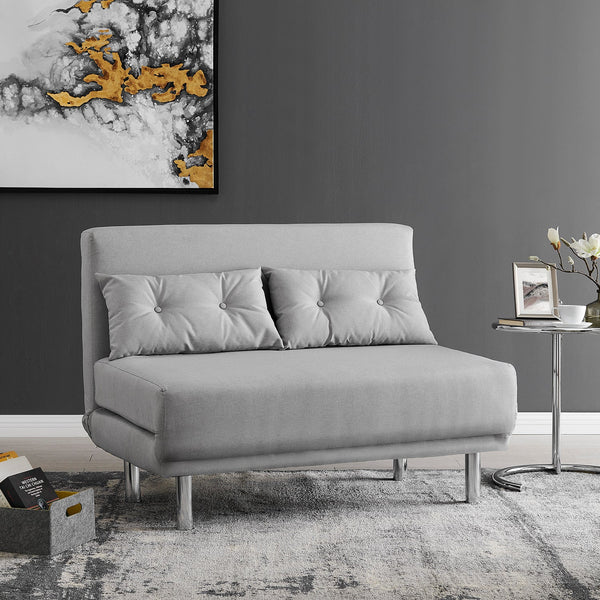 ALGO 2-Seater Small Double Folding Sofa Bed with Cushion Grey Fabric