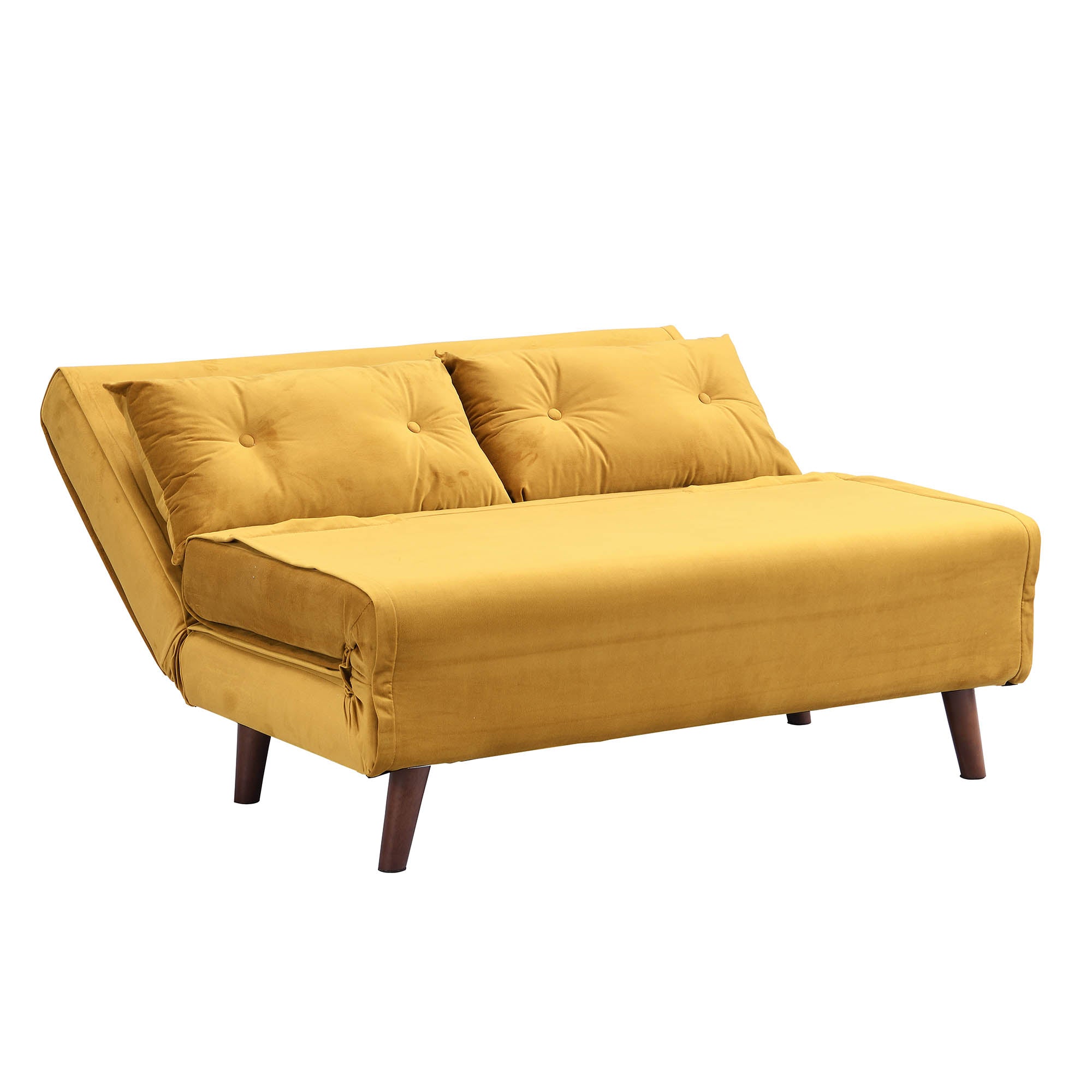 Algo Sofabed with Cushions in Mustard Yellow Velvet 2 Seater