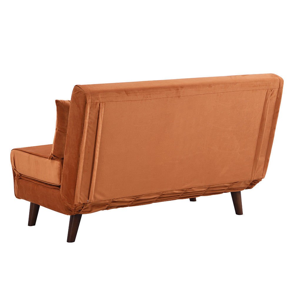 Algo Sofabed with Cushions in Orange Velvet 2 Seater