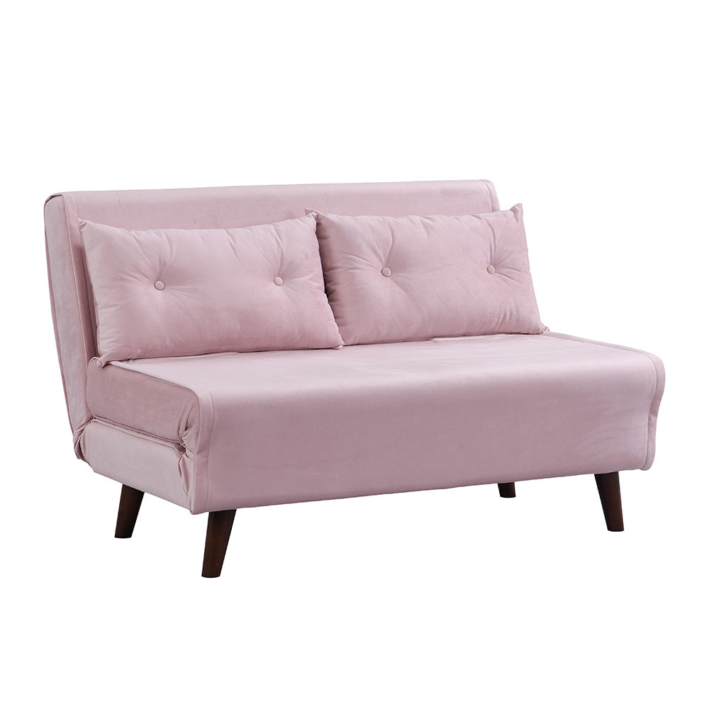 Algo Sofabed with Cushions in Pink Velvet 2 Seater