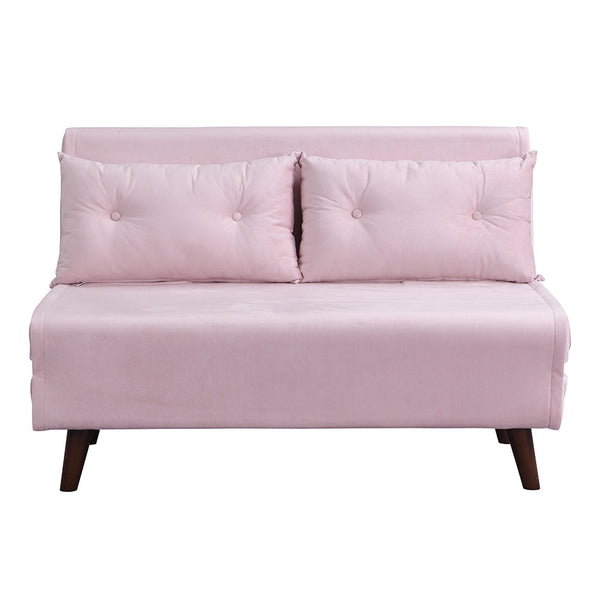 Algo Sofabed with Cushions in Pink Velvet 2 Seater