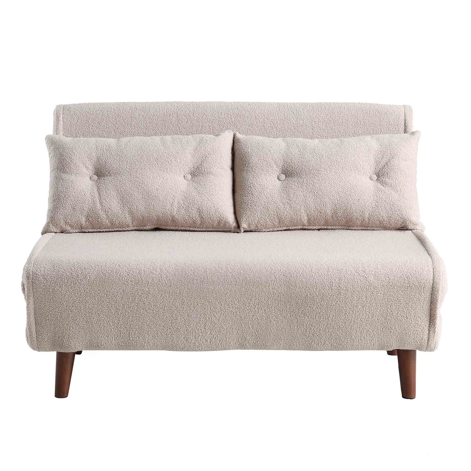 Algo Sofabed with Cushions in Taupe Teddy Fabric 2 Seater