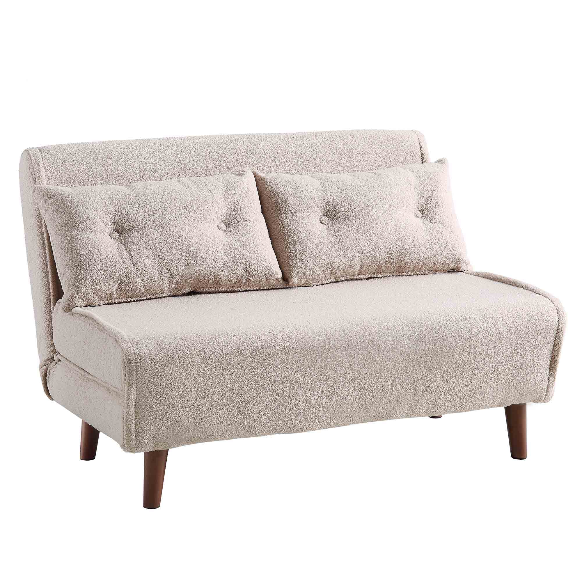 Algo Sofabed with Cushions in Taupe Teddy Fabric 2 Seater