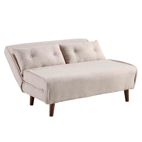 Algo Sofabed with Cushions in Taupe Teddy Fabric 2 Seater