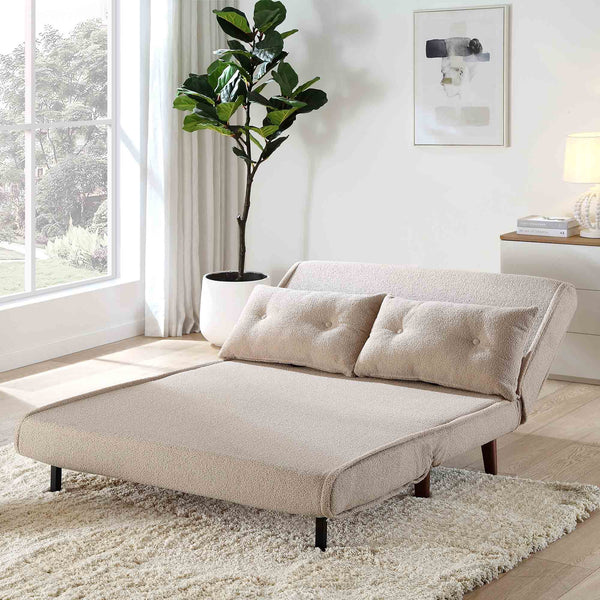Algo Sofabed with Cushions in Taupe Teddy Fabric 2 Seater