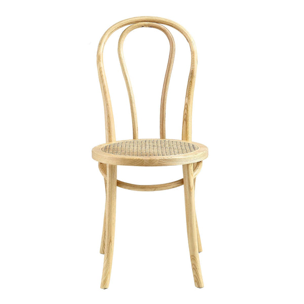 Camille Elm Wood and Rattan Bentwood Dining Chair, Natural