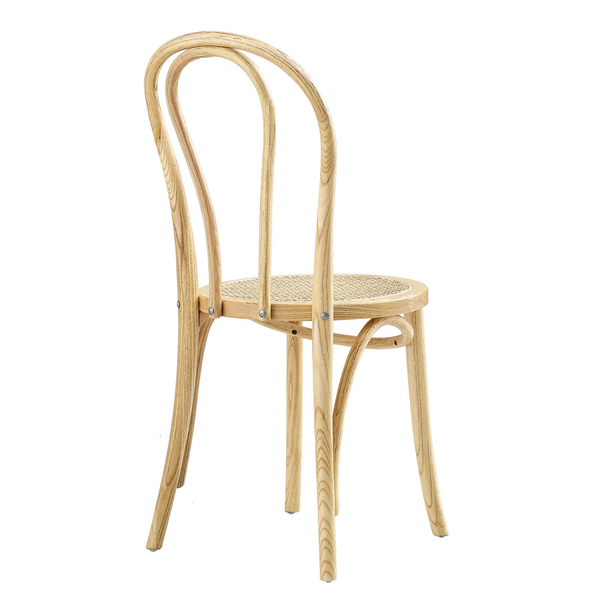 Camille Elm Wood and Rattan Bentwood Dining Chair, Natural