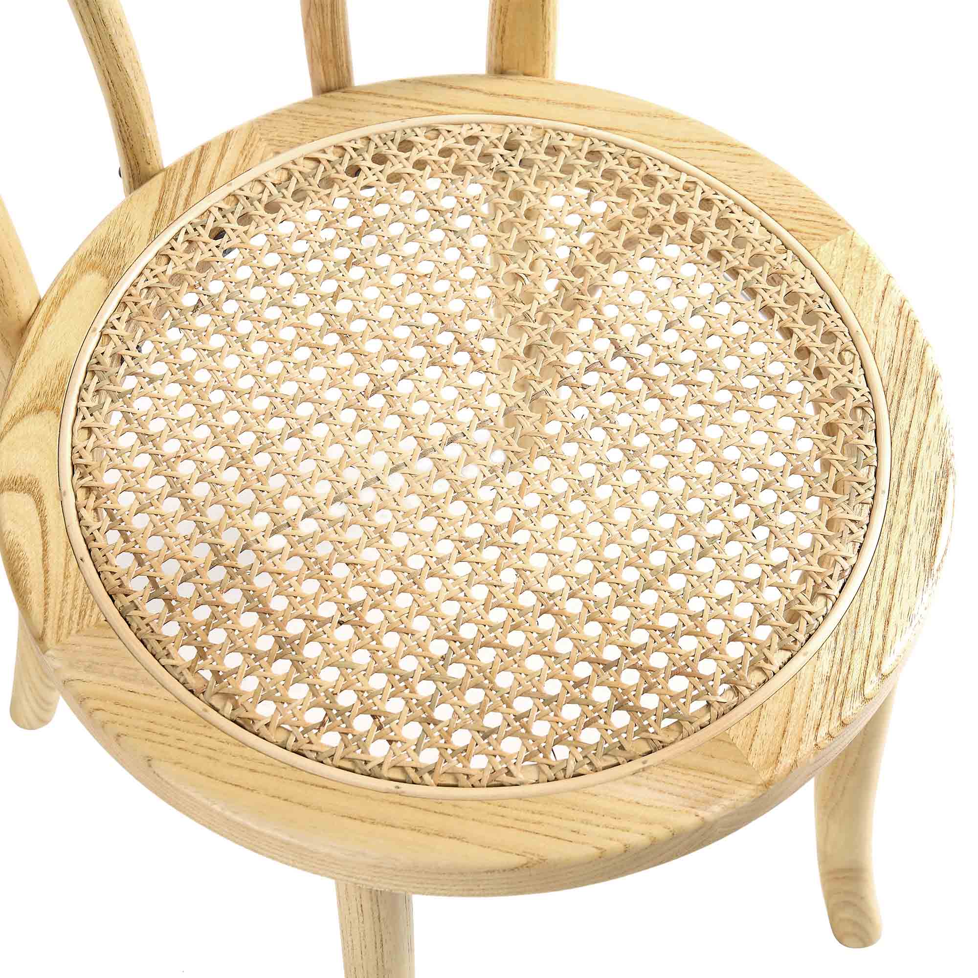 Camille Elm Wood and Rattan Bentwood Dining Chair, Natural
