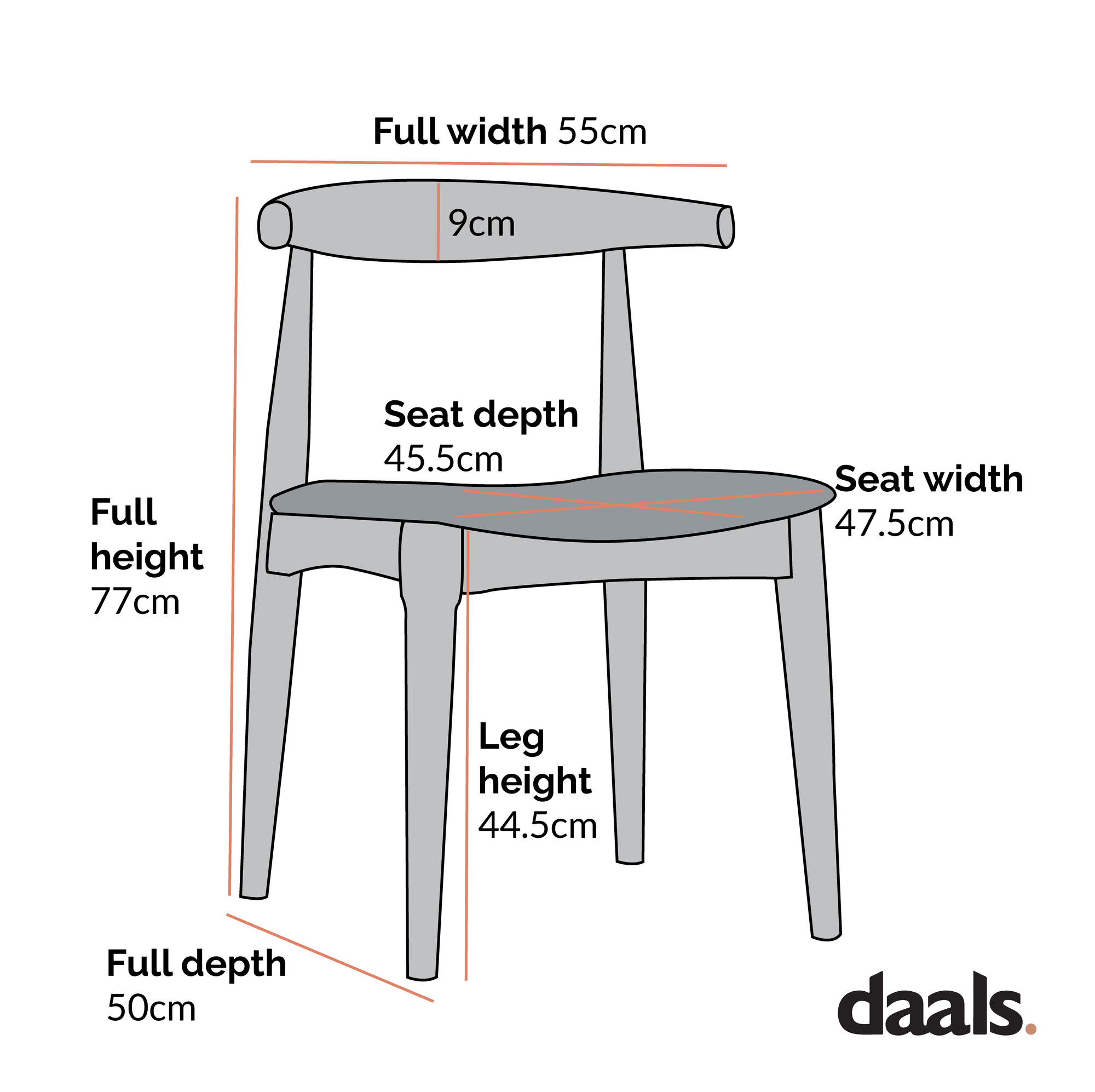 Arley Set of 2 Beech Wood Dining Chairs, Walnut and Black