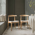 Arley Set of 2 Beech Wood Dining Chairs, Natural and Light Taupe Striped