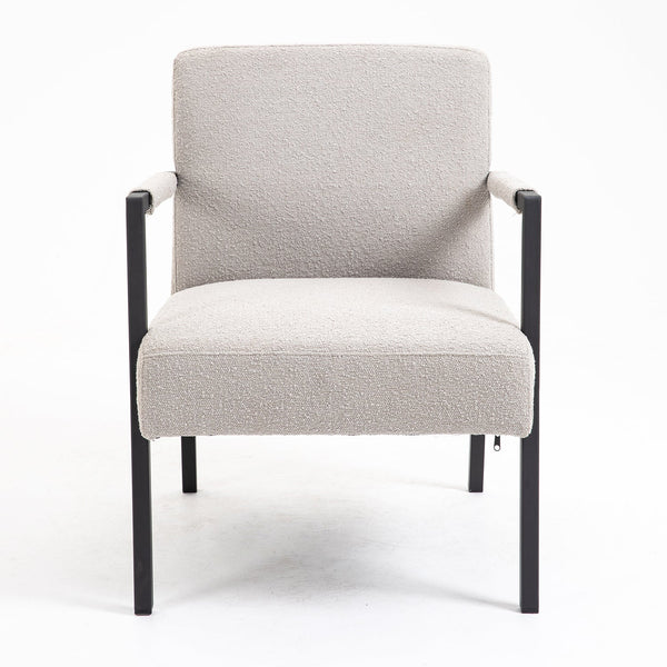 Hatton Steel Frame Boucle Accent Chair (Grey)