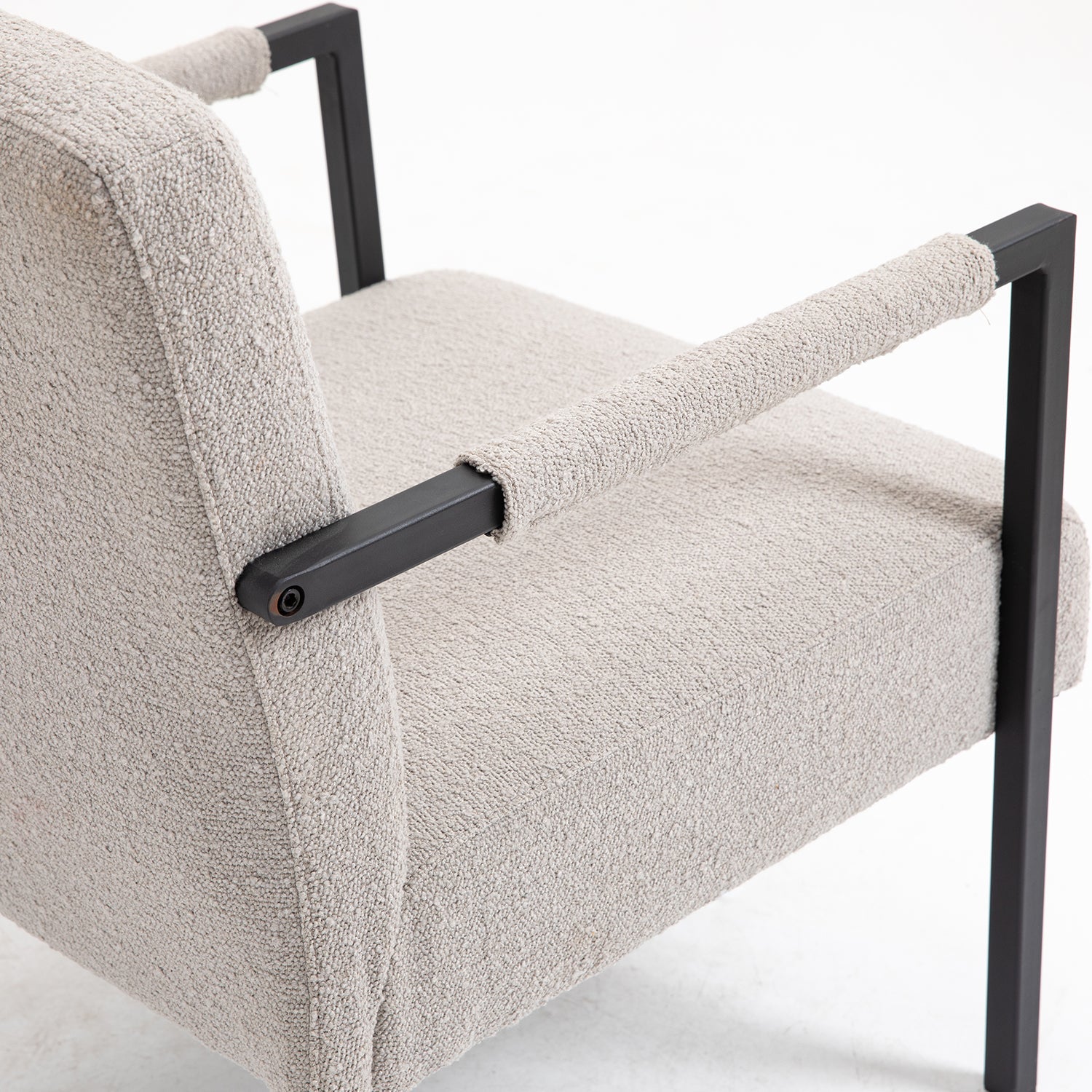 Hatton Steel Frame Boucle Accent Chair (Grey)