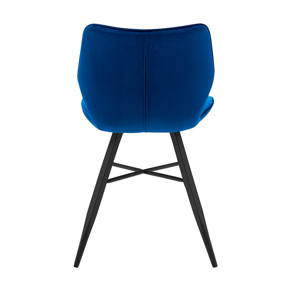 Set of 2 Ampney Velvet Diamond Stitch Dining Chairs with Metal Legs (Blue Velvet)