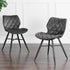 Set of 2 Ampney Velvet Diamond Stitch Dining Chairs with Metal Legs (Dark Grey Velvet)