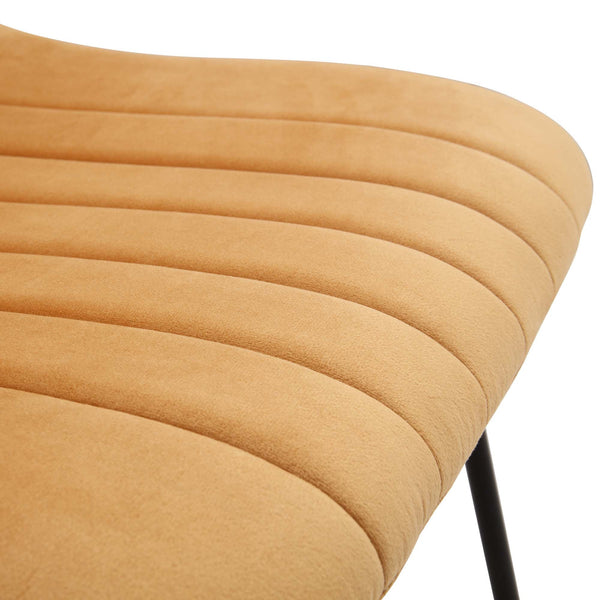 Sutton Set of 2 Mustard Yellow Velvet Fabric Fluted Dining Chairs with Metal Frame