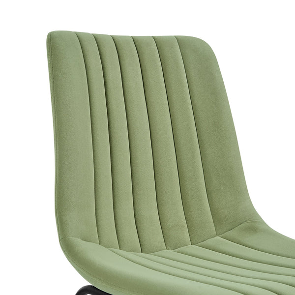 Sutton Set of 2 Sage Green Velvet Fabric Fluted Dining Chairs with Metal Frame