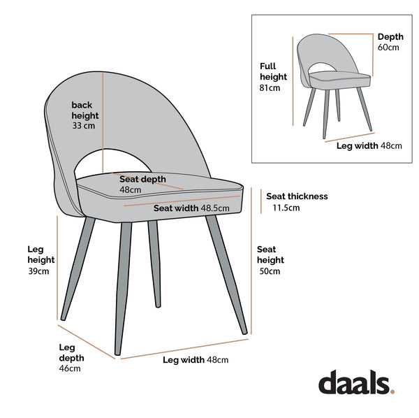 Oakley Set of 2 Champagne Velvet Upholstered Dining Chairs with Contrast Piping