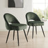 Oakley Set of 2 Dark Green Velvet Upholstered Dining Chairs with Contrast Piping