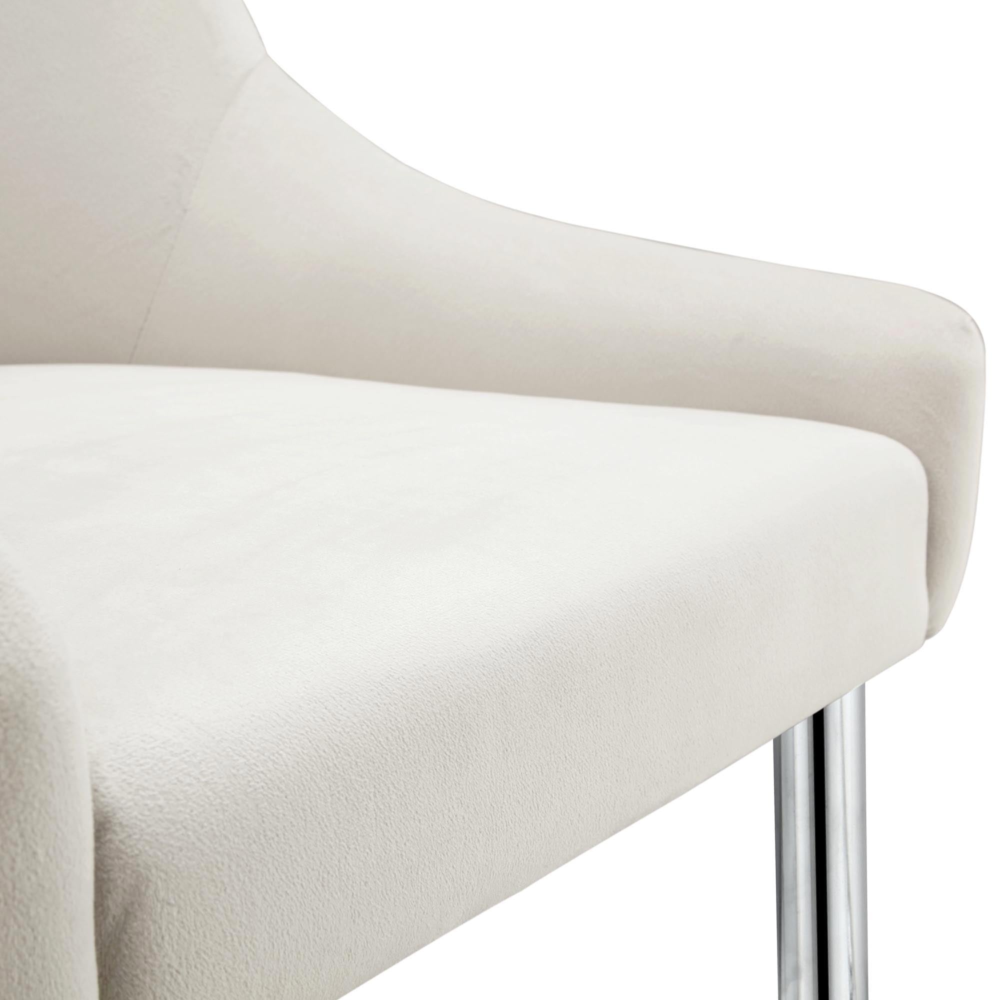 Garnet Set of 2 Champagne Velvet Upholstered Dining Chairs with Back Handle