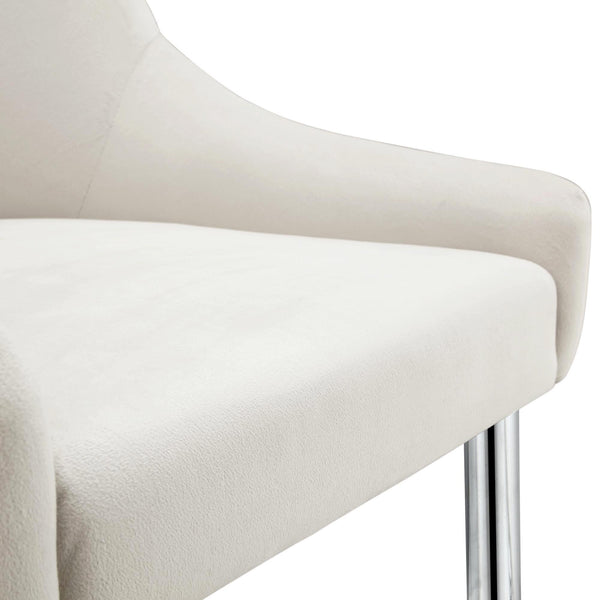 Garnet Set of 2 Champagne Velvet Upholstered Dining Chairs with Back Handle