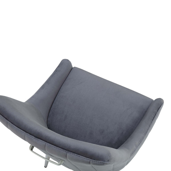 Garnet Set of 2 Dark Grey Velvet Upholstered Dining Chairs with Back Handle