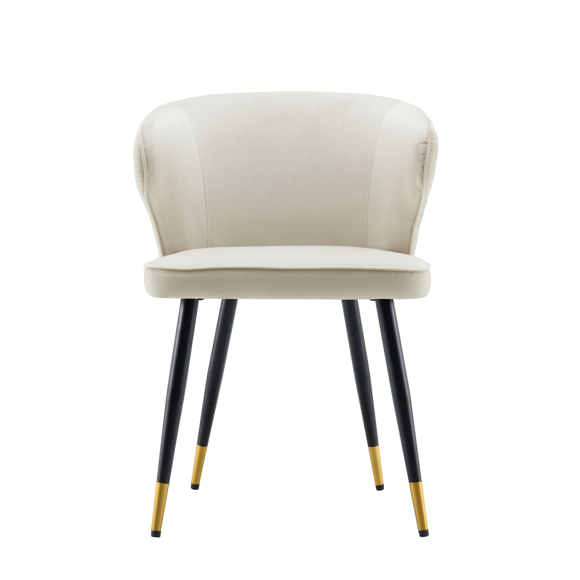 Langham Set of 2 Champagne Velvet Upholstered Carver Dining Chairs