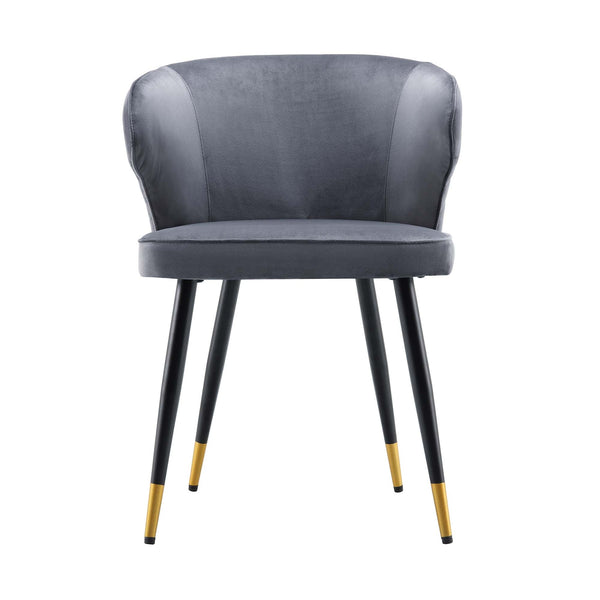 Langham Set of 2 Grey Velvet Upholstered Carver Dining Chairs