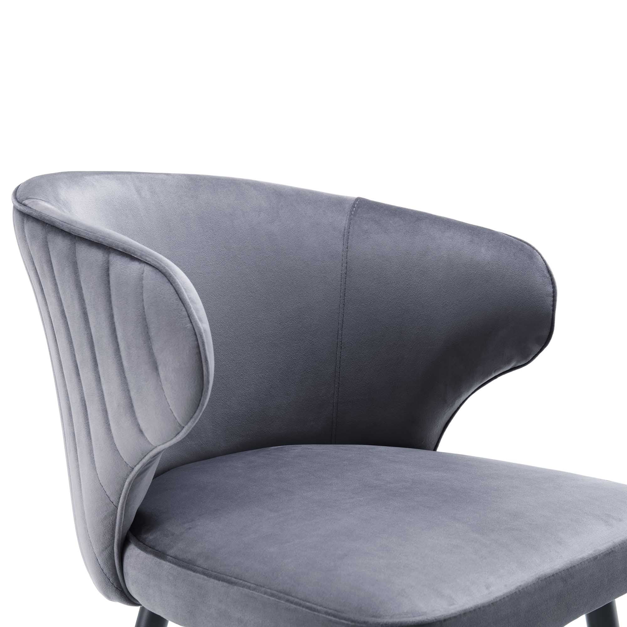 Langham Set of 2 Grey Velvet Upholstered Carver Dining Chairs