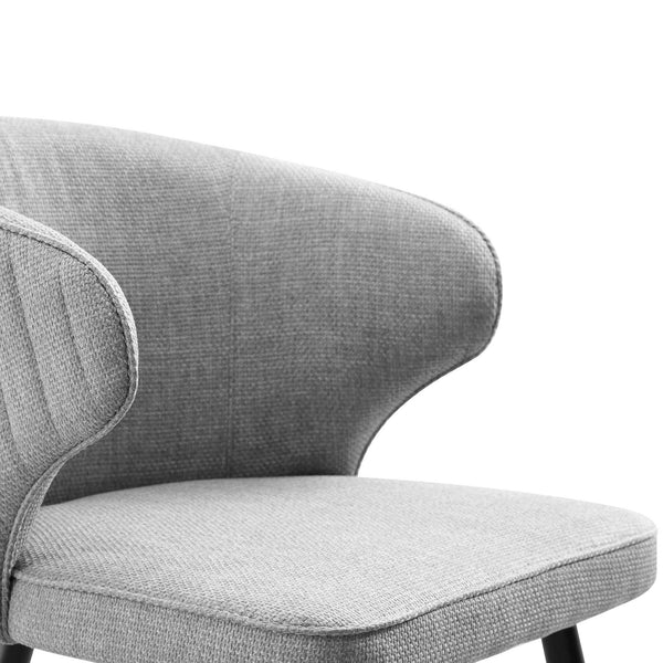 Langham Set of 2 Grey Woven Fabric Carver Dining Chairs with Fluted Back