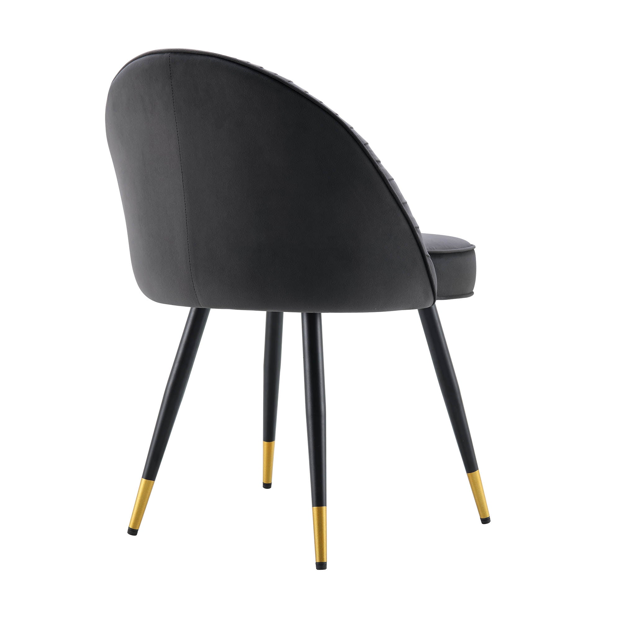 Miyae Set of 2 Pleated Charcoal Velvet Upholstered Dining Chairs