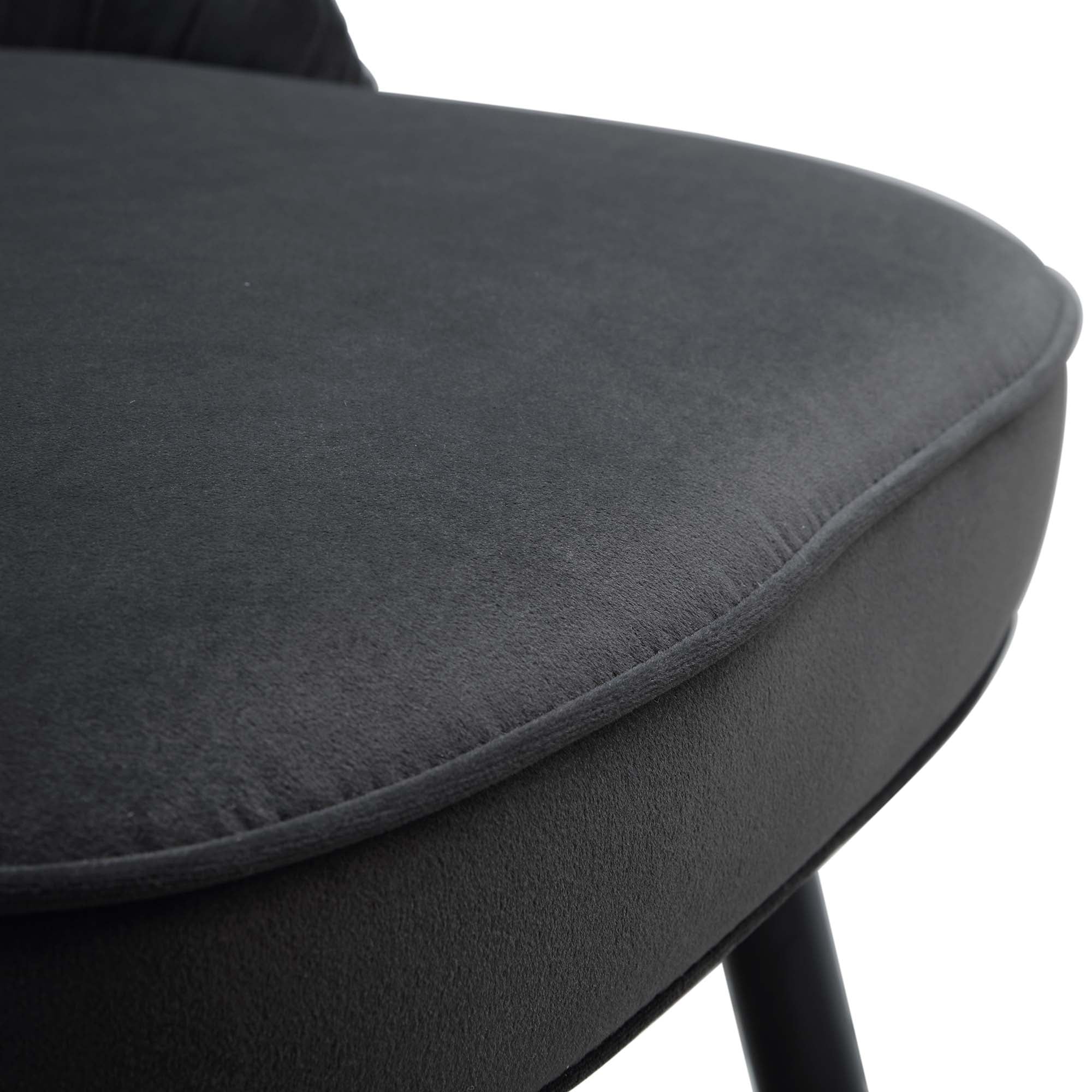 Miyae Set of 2 Pleated Charcoal Velvet Upholstered Dining Chairs
