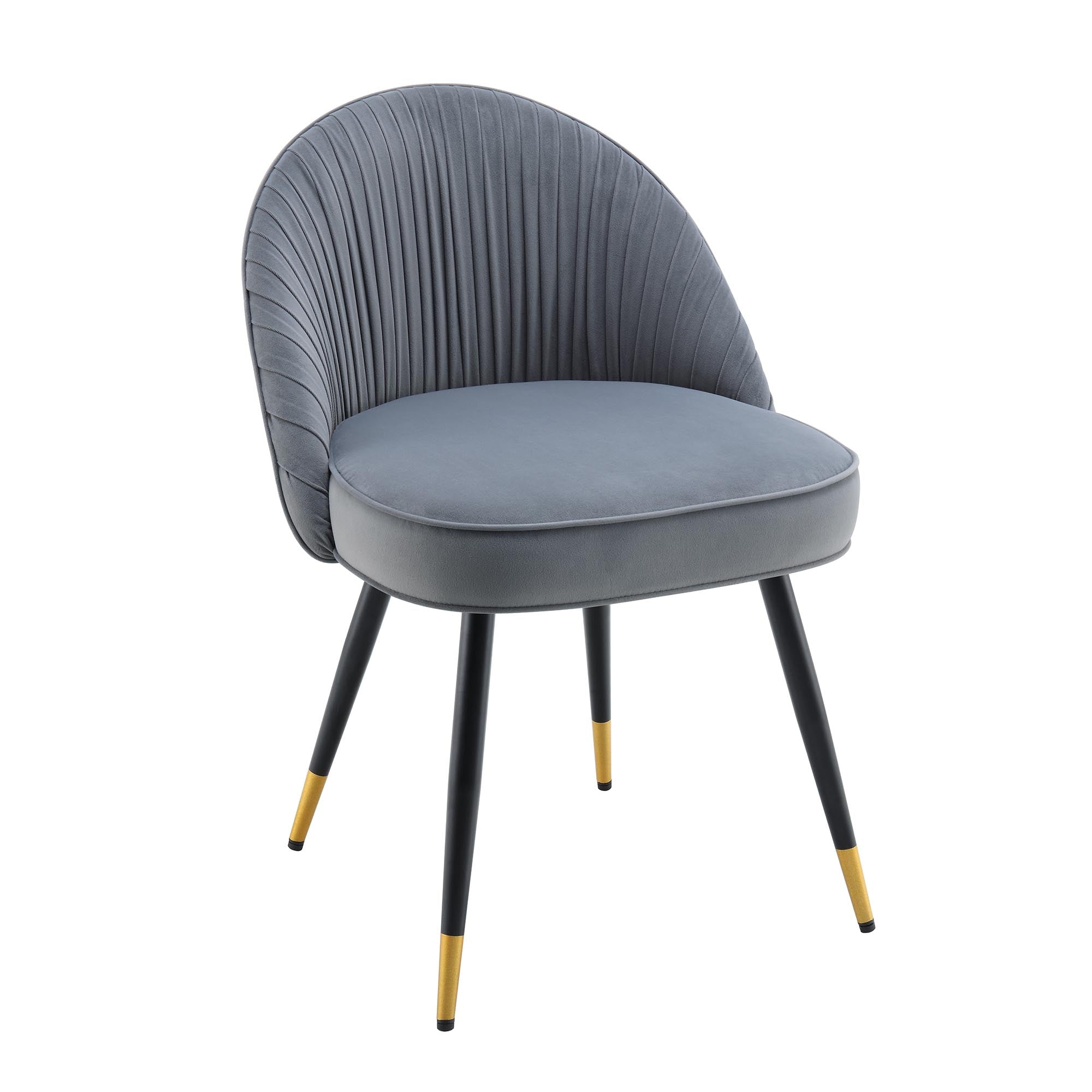 Miyae Set of 2 Pleated Light Grey Velvet Upholstered Dining Chairs