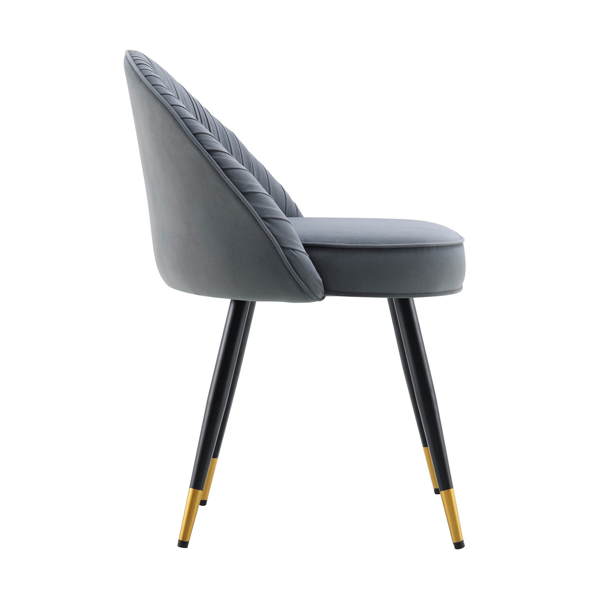 Miyae Set of 2 Pleated Light Grey Velvet Upholstered Dining Chairs