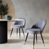 Miyae Set of 2 Pleated Light Grey Velvet Upholstered Dining Chairs