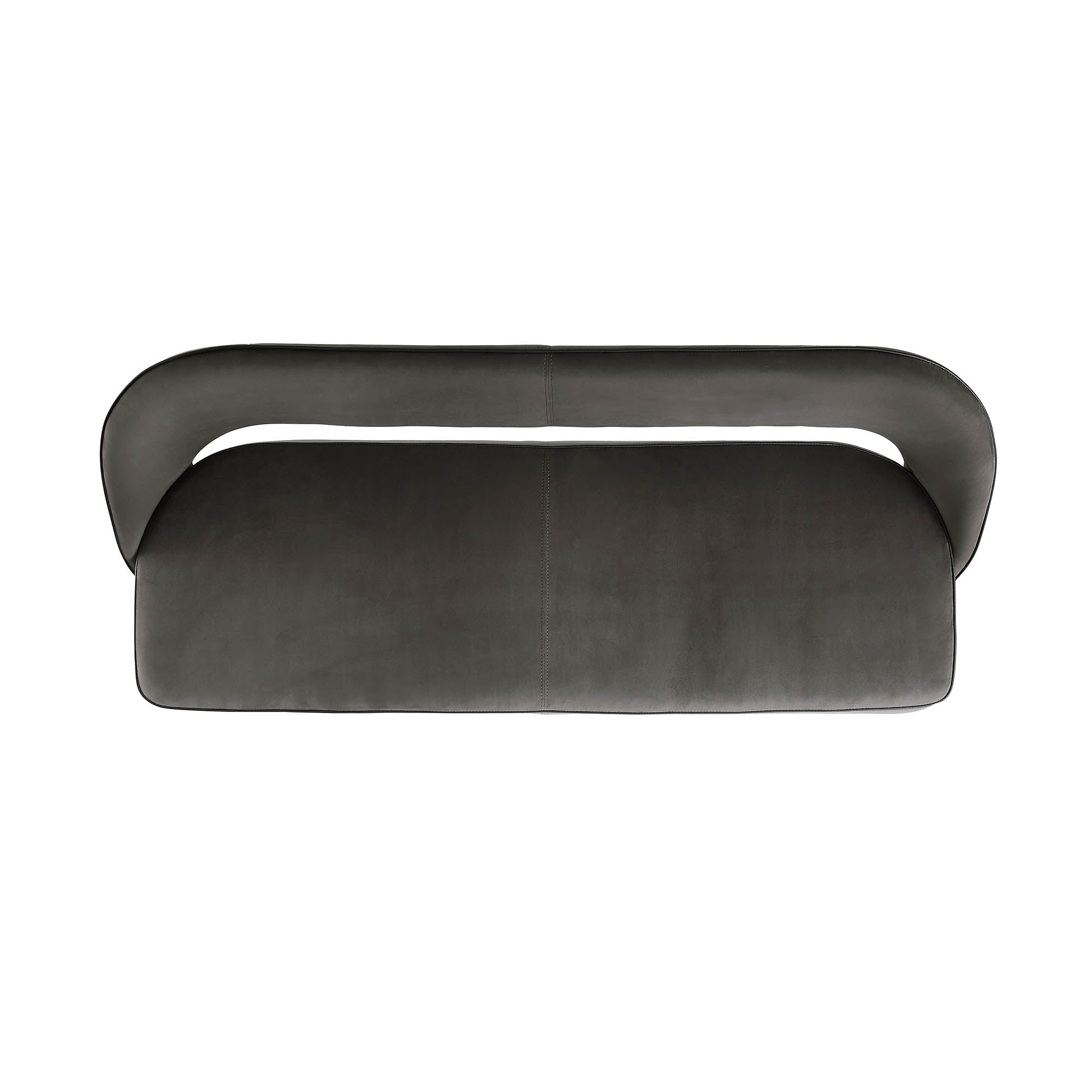 Oakley Dark Grey Velvet Upholstered 3 Seater Dining Bench with Contrast Piping