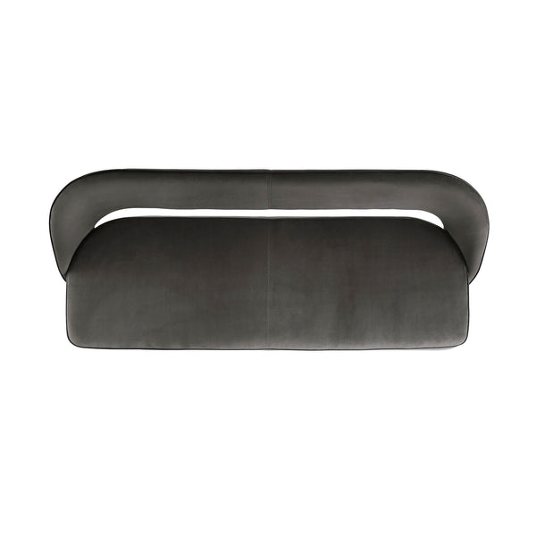 Oakley Dark Grey Velvet Upholstered 3 Seater Dining Bench with Contrast Piping