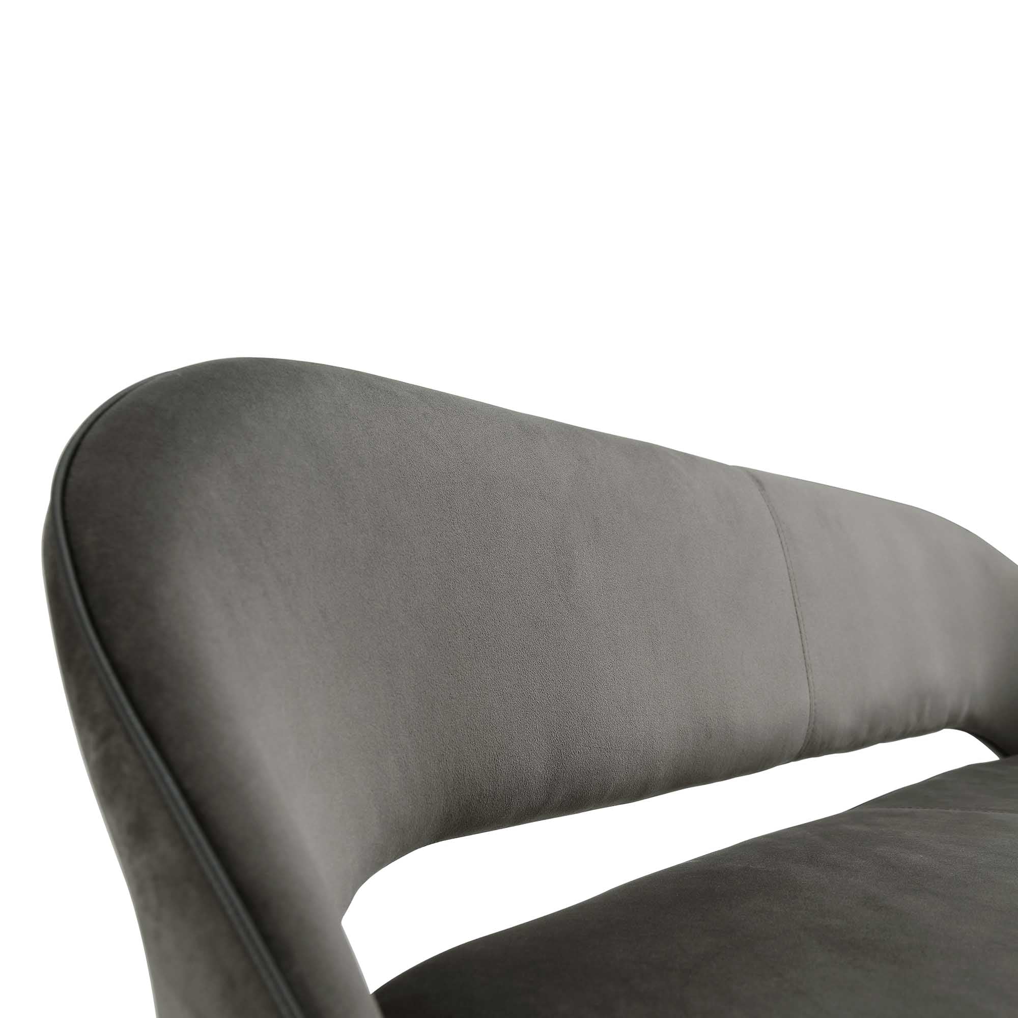 Oakley Dark Grey Velvet Upholstered 3 Seater Dining Bench with Contrast Piping