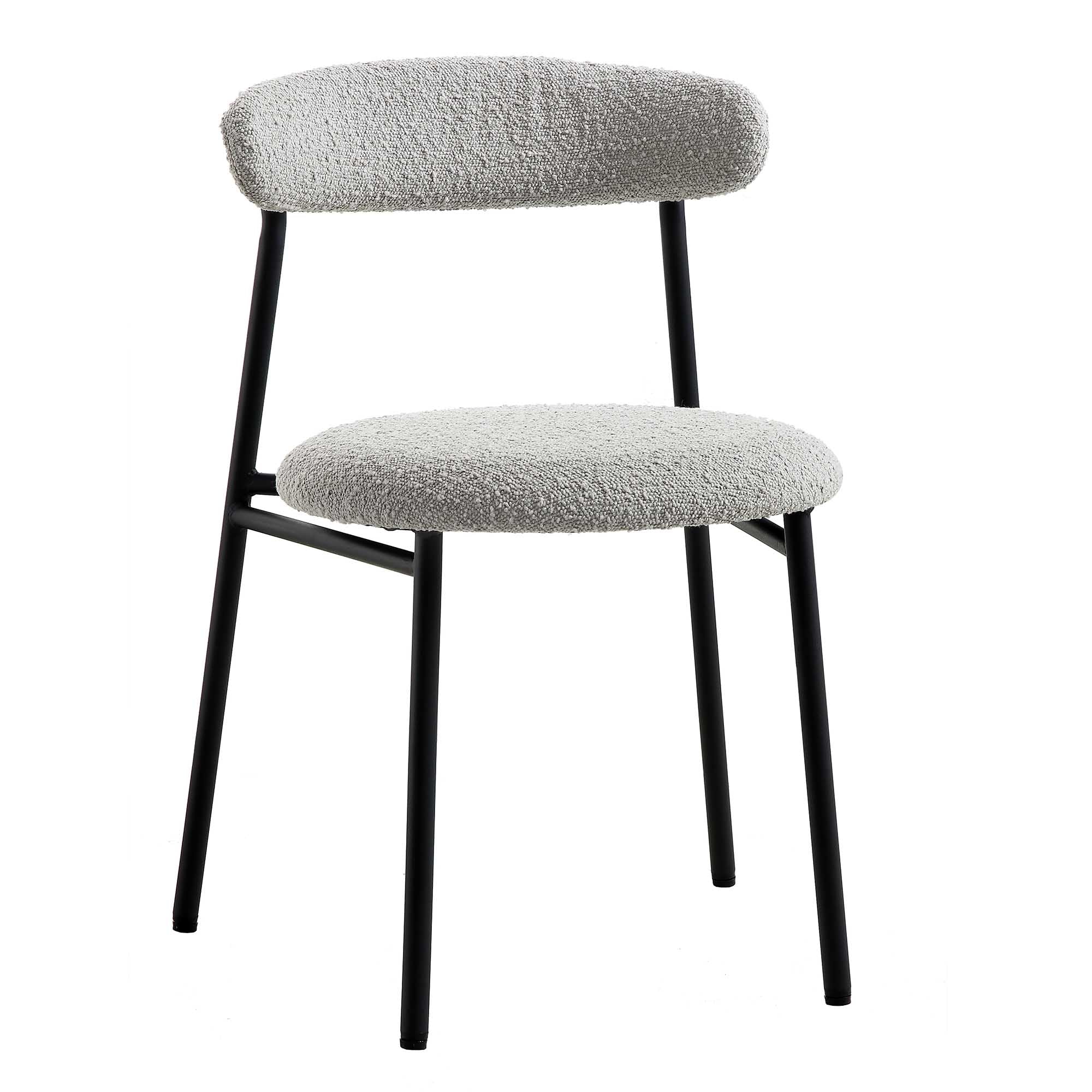 Donna Set of 2 Light Grey Boucle Dining Chairs