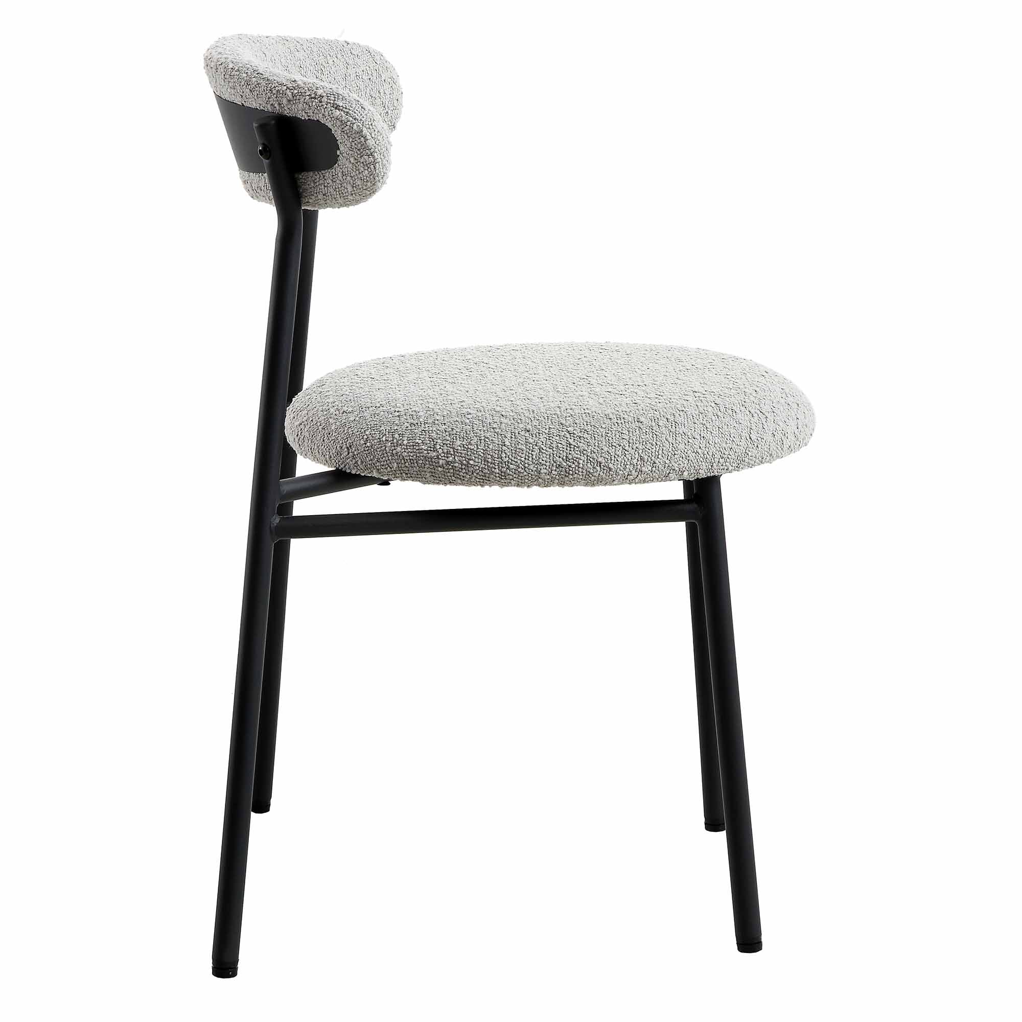 Donna Set of 2 Light Grey Boucle Dining Chairs