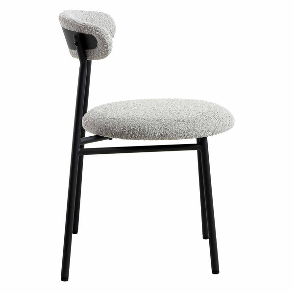 Donna Set of 2 Light Grey Boucle Dining Chairs