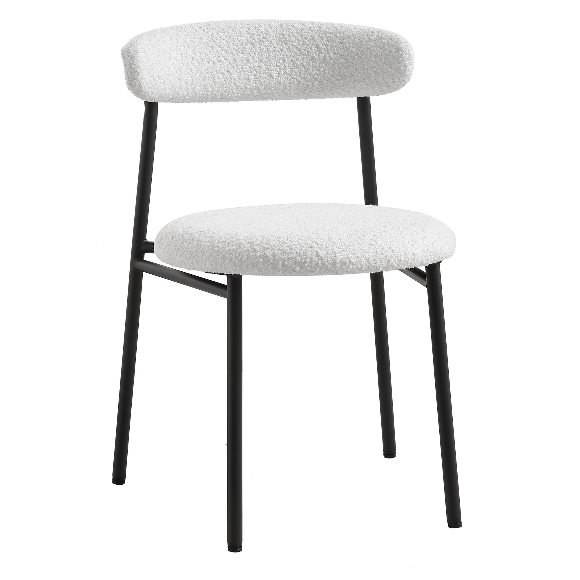 Donna Set of 2 White Boucle Dining Chairs