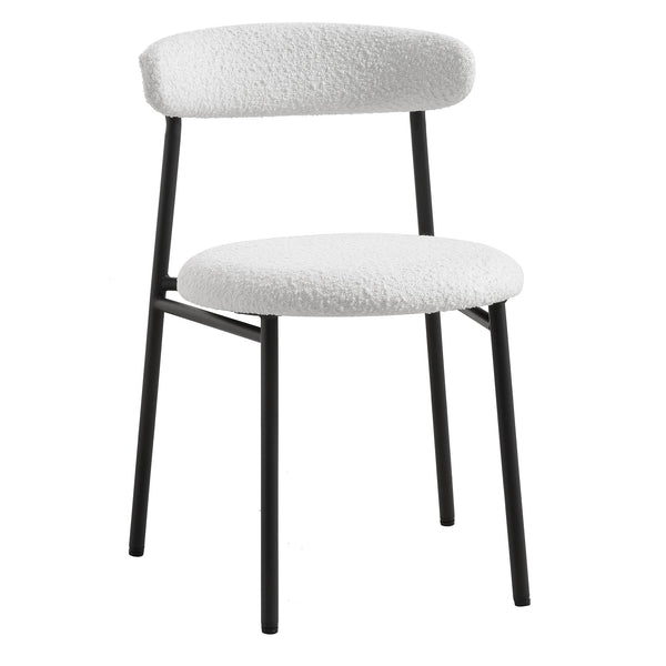 Donna Set of 2 White Boucle Dining Chairs