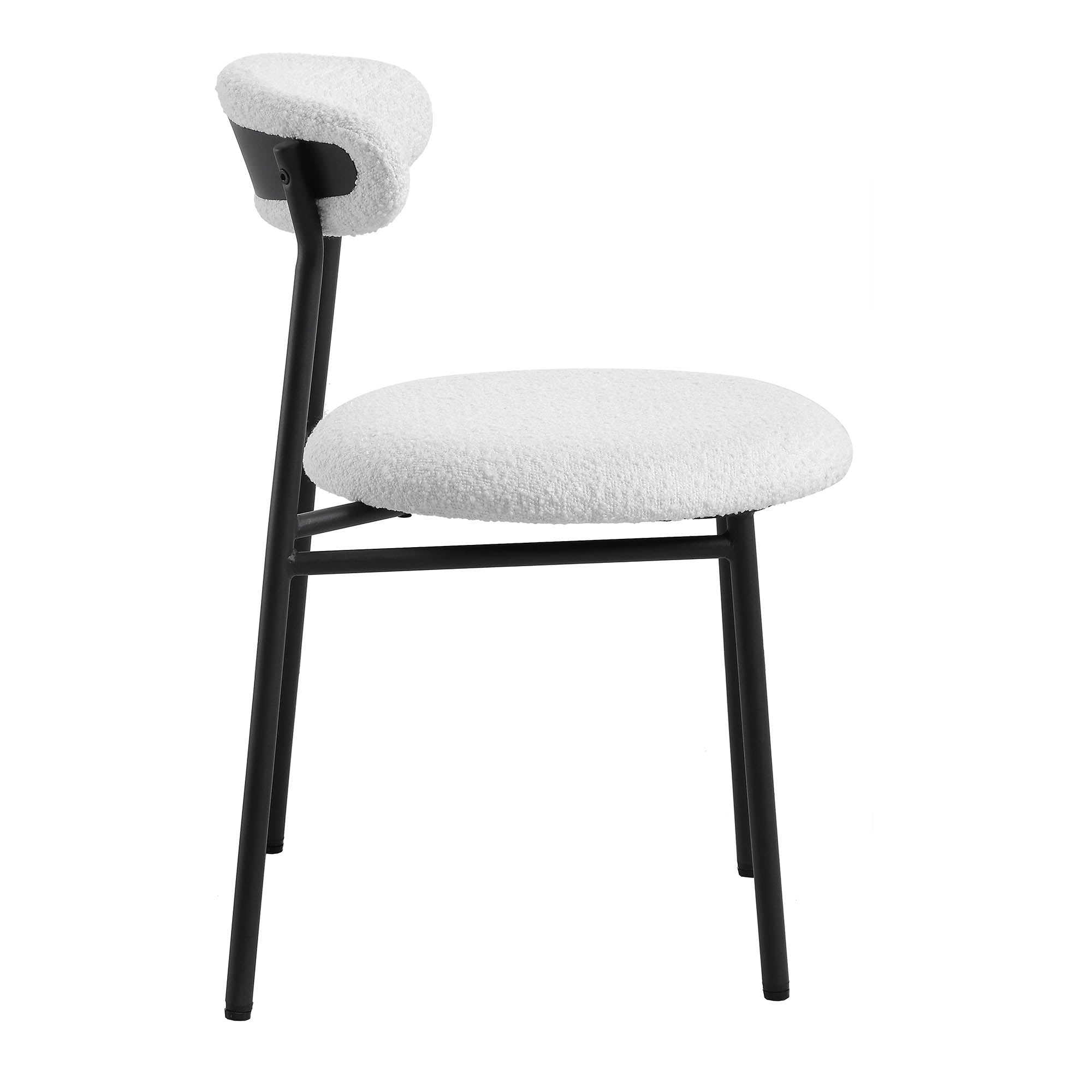 Donna Set of 2 White Boucle Dining Chairs