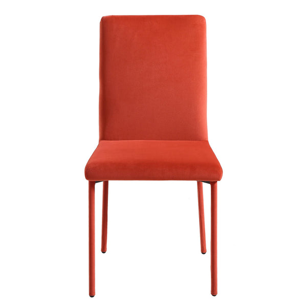 Fernie Set of 2 Ochre Burnt Orange Velvet Dining Chairs with Upholstered Legs