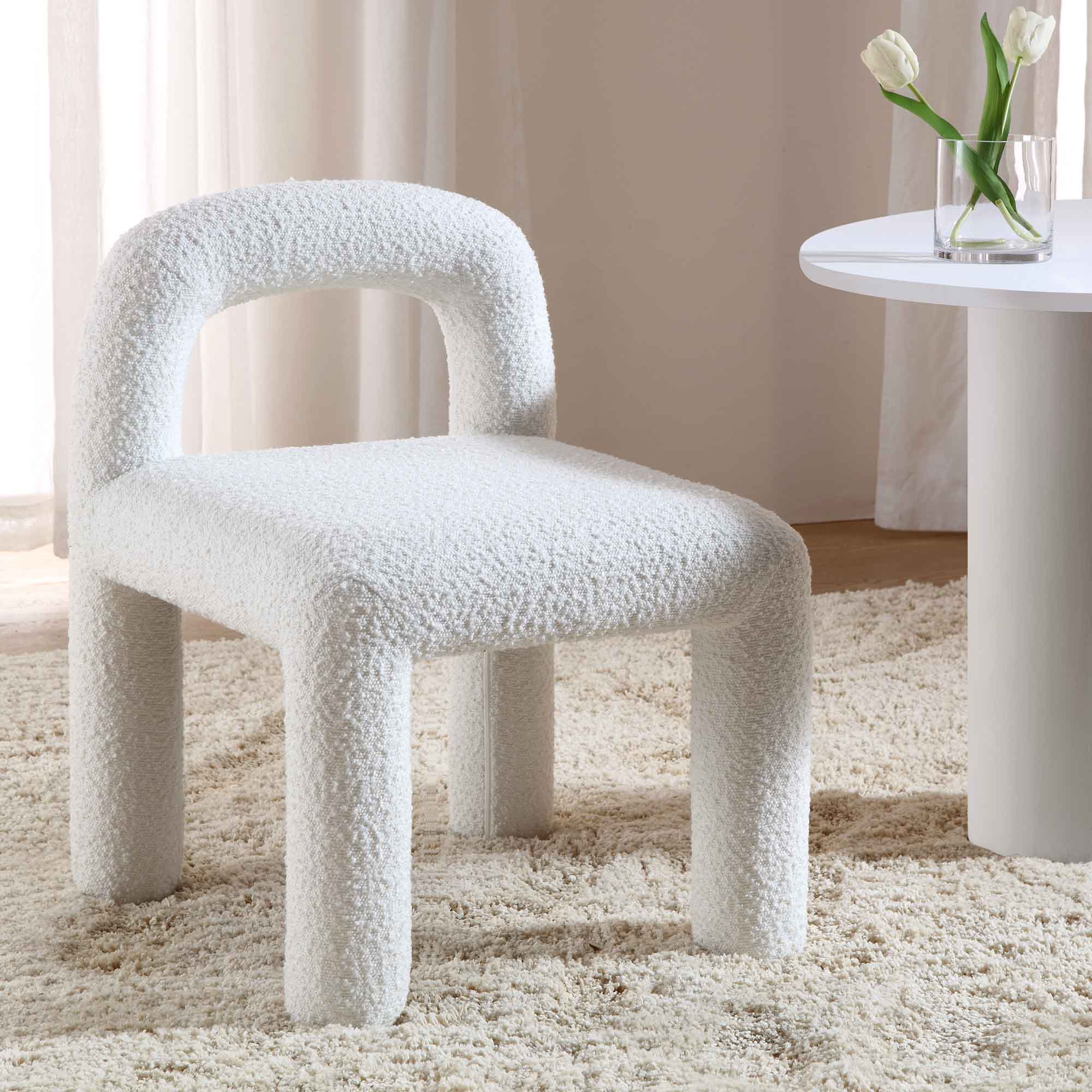 Libby White Boucle Dining Chair