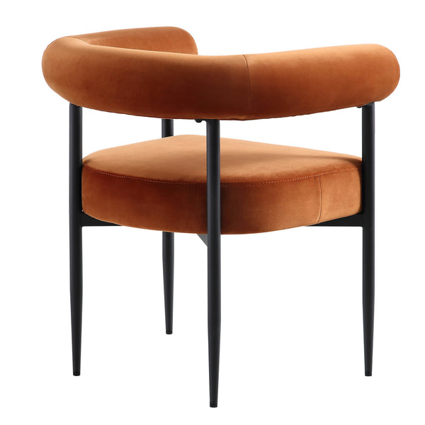 Fulbourn Rust Velvet Dining Chair with Black Legs