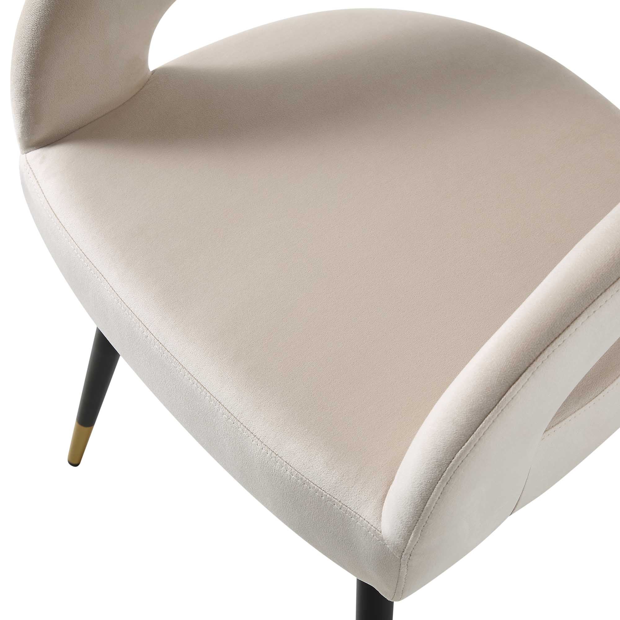 Laurel Wave Champagne Velvet Set of 2 Dining Chairs
