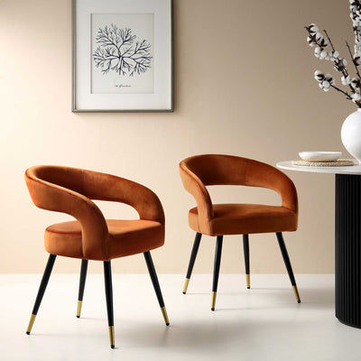 Laurel Wave Rust Velvet Set of 2 Dining Chairs