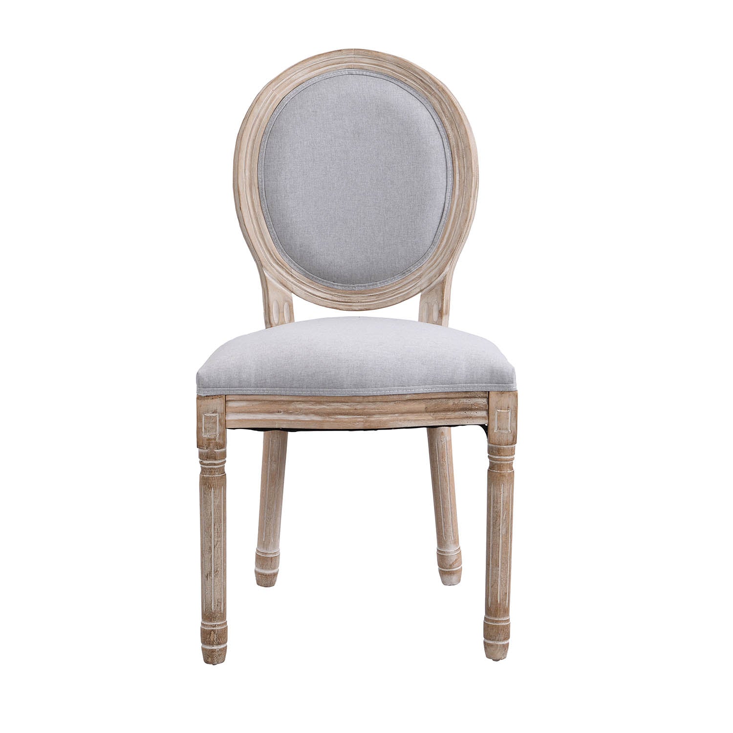 Lainston Set of 2 Classic Limewashed Wooden Dining Chairs, Grey