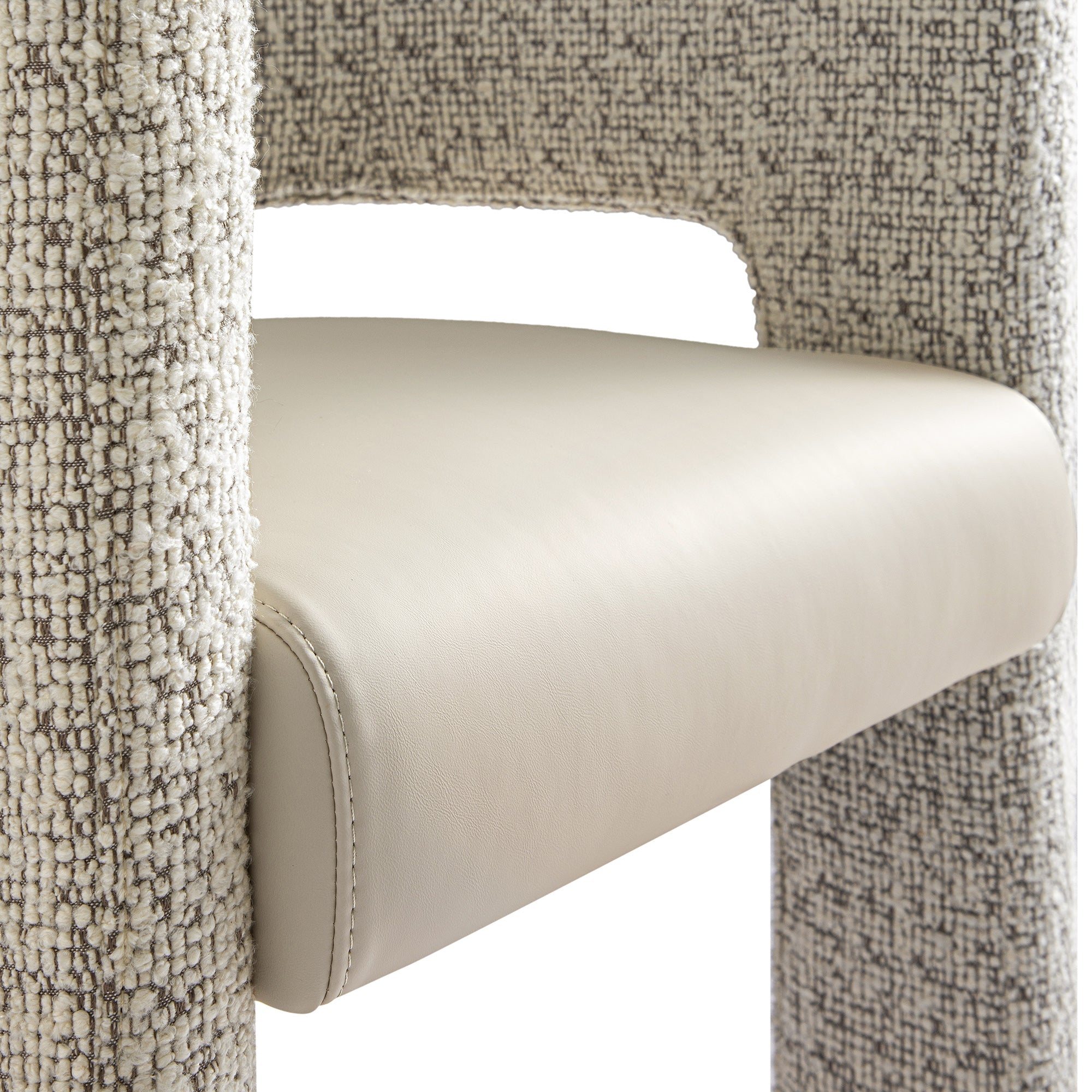 Greenwich Taupe Boucle and Beige Faux Leather Seat Dining Chair